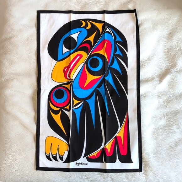 Cotton Kitchen Eagle Indigenous Design by Angela Kimble, Coast Salish - Picture 1 of 5